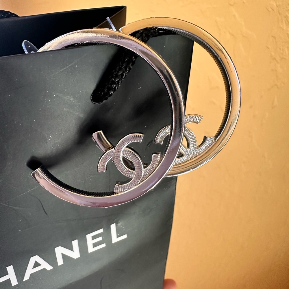 Silver Designer Hoop Earrings - Picture 4 of 6